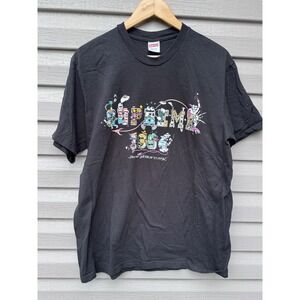 Preowned Black Large Supreme Varsity Tee T Shirt